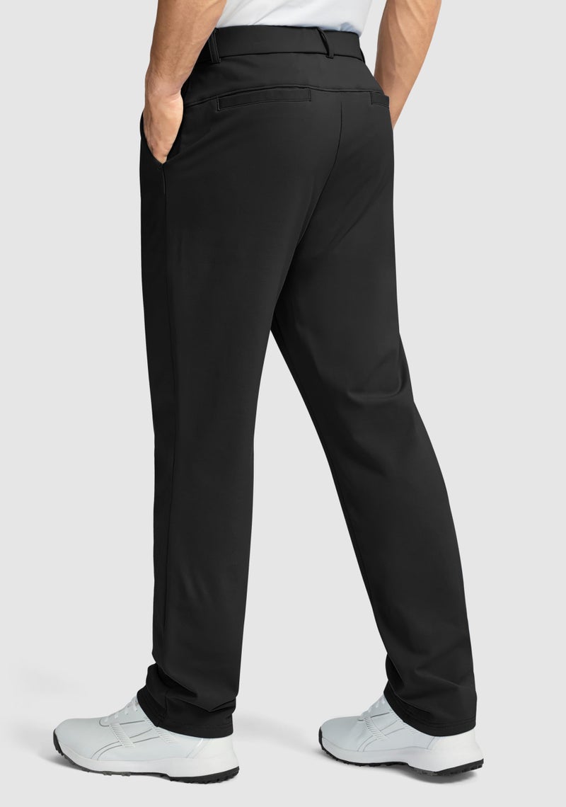 Soothfeel Men's Fleece Lined Pants 30"/32"/34" Golf Work Dress Pants Casual Insulated Warm Winter Trousers with Pockets Black L30Ã—W30 - Image 2