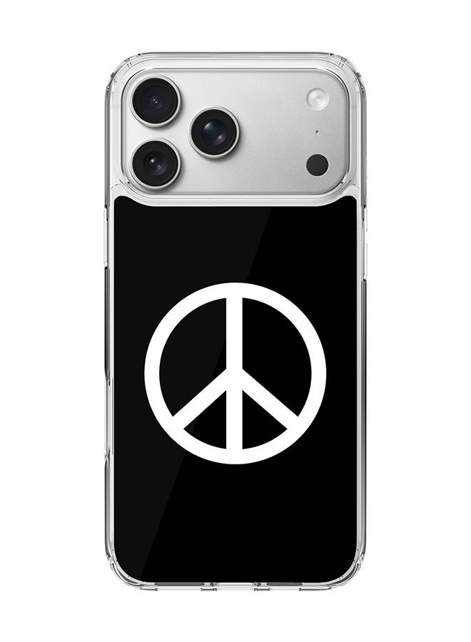 Stylizedd Classic Clear MagSafe Case for iPhone 17 Pro Max , Hybrid Soft Case Flexible Edges Anti Drop TPU PC Gel Thin Transparent Cover [ Designed for iPhone 17 Pro Max ] - Peace Sign