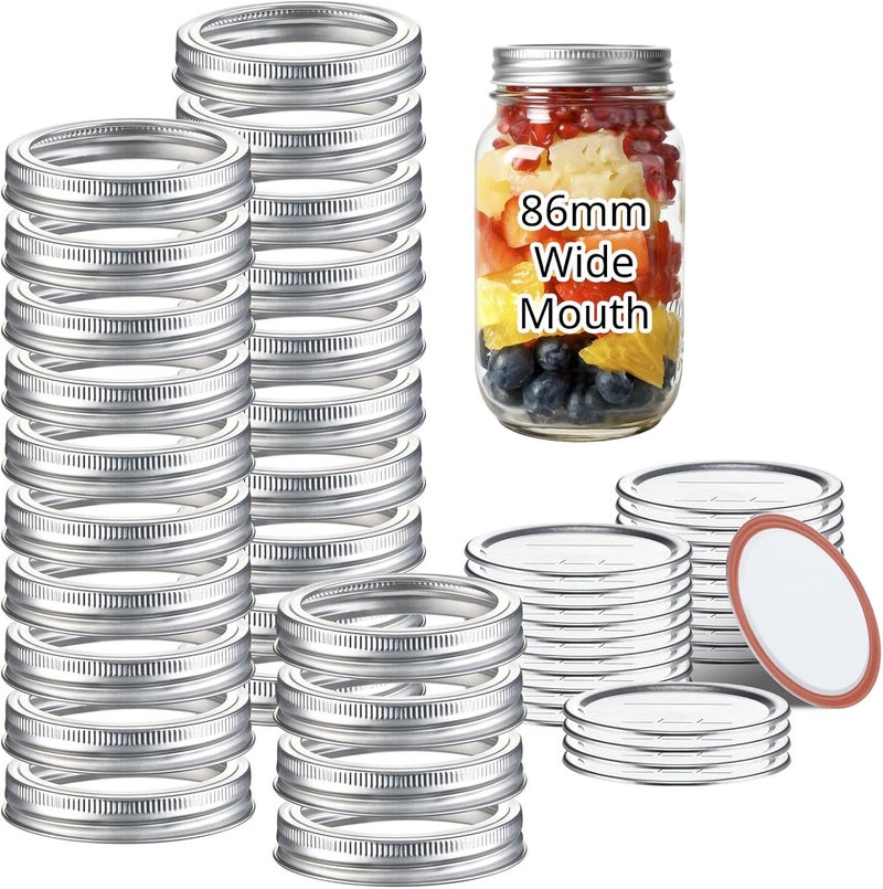 Wide Mouth Mason Jar Lids 24 Set Split-Type Design - Leakproof Silicone Seal Reusable Canning Lids for Home Canning Pantry Organization Home Cooks - Image 1