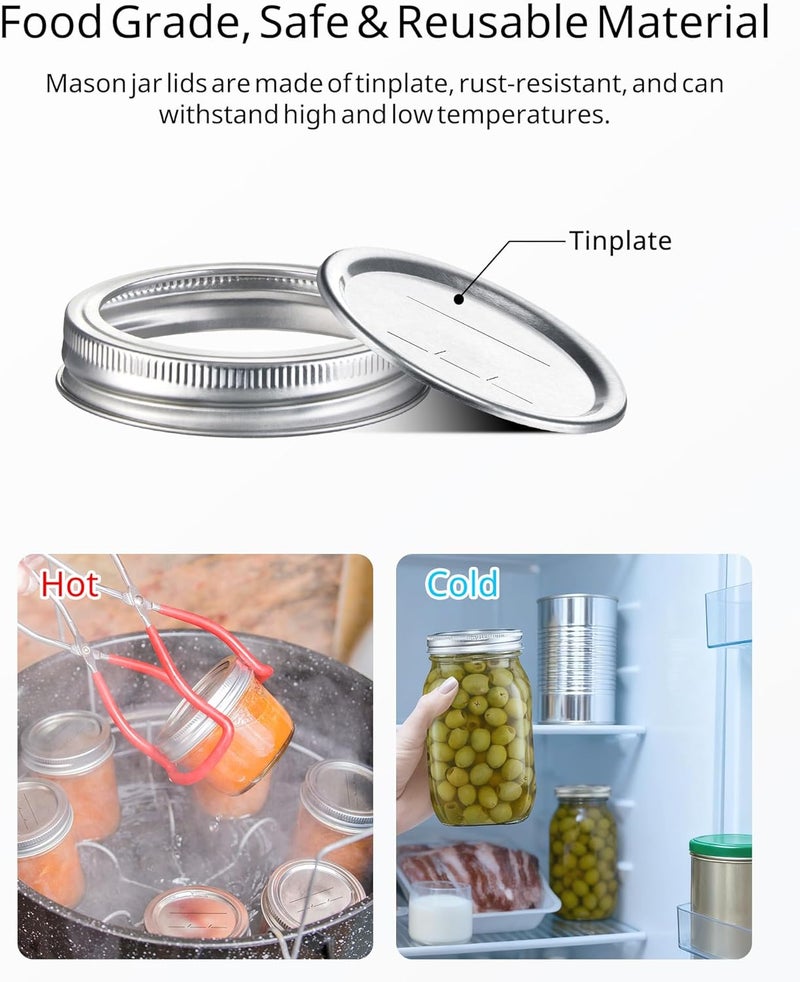 Wide Mouth Mason Jar Lids 24 Set Split-Type Design - Leakproof Silicone Seal Reusable Canning Lids for Home Canning Pantry Organization Home Cooks - Image 4