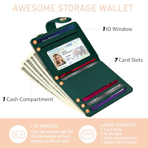 Jogjam Black Cat Floral Rfid Women Wallet, Small Slim Thin Credit Card Wallet, PU Leather Bifold Cash Zipper Coin Pocket ID Window for Female Ladies Teen Girls Girly - Image 4