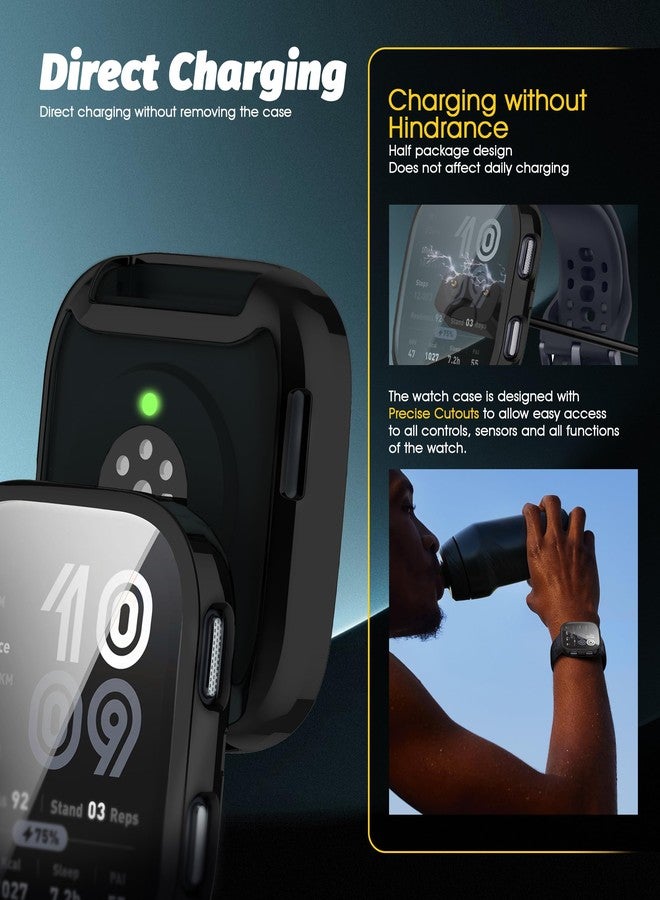 Orzero (4 Pack) Watch Case Compatible for Amazfit Bip 6, TPU Full Body Protective Cover Scratch Resistant Shock Absorbing Ultra Slim - Black*2+Clear*2 - Image 3