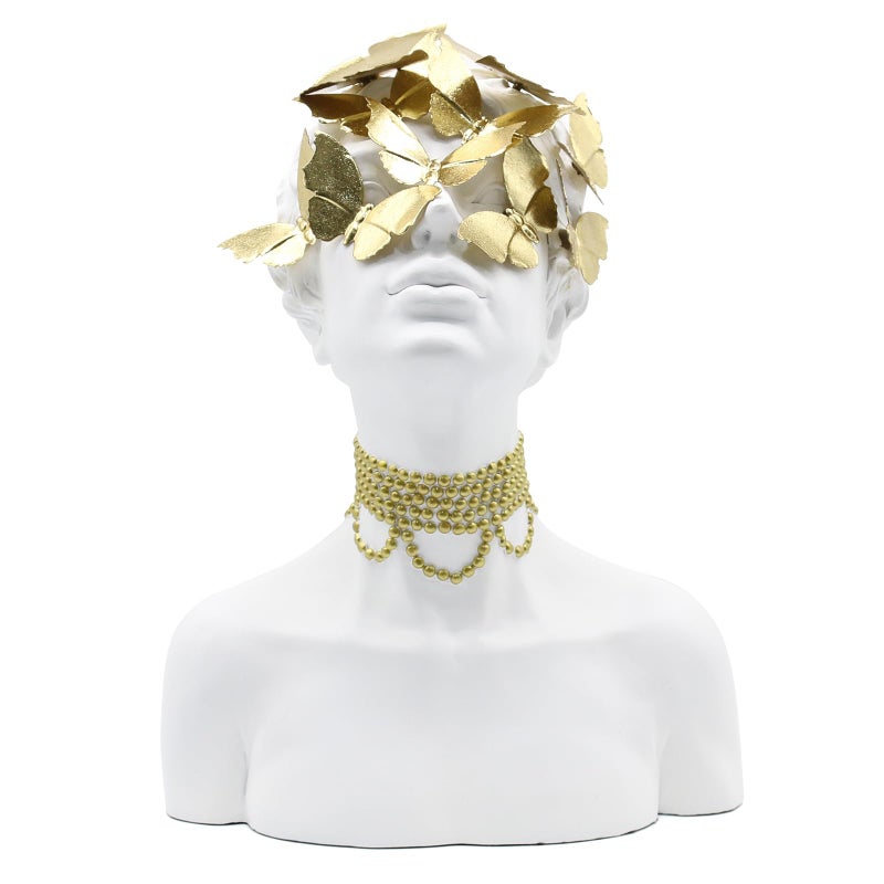 Lukitas Lady Bust Figurine Home Decor Art Butterfly Princess Statue and Sculpture Creative Desktop Decoration for Office Living Room White Resin 14