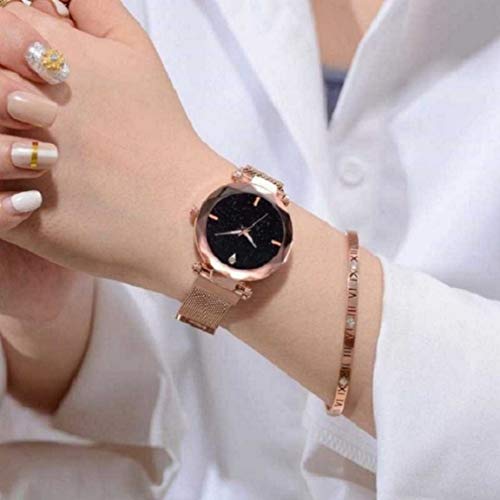 Acnos® Premium Casual Analogue Women's Watch(Black Dial Platinum Colored Strap) - Image 5