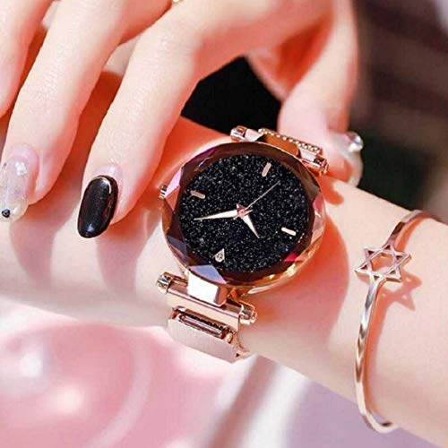 Acnos® Premium Casual Analogue Women's Watch(Black Dial Platinum Colored Strap) - Image 3