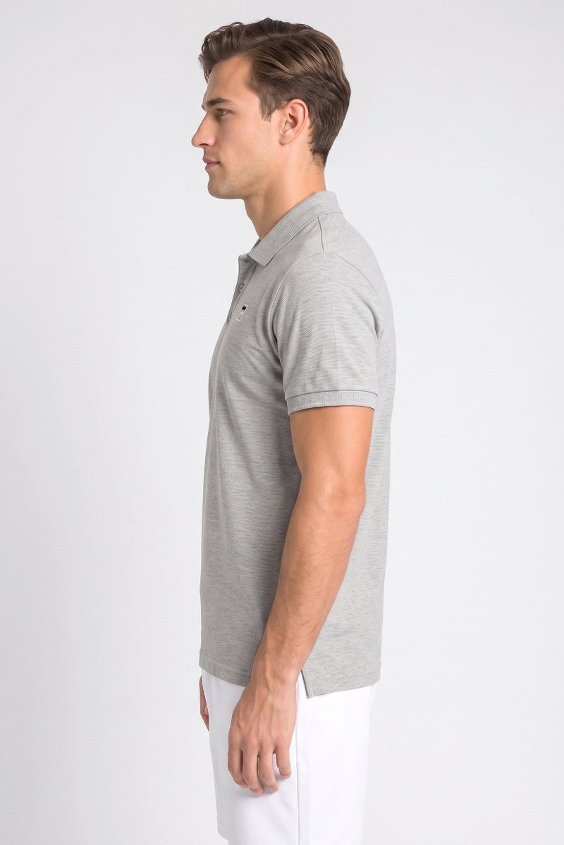FILA Men Sportswear Fit Short Sleeve Outdoor Polo Shirt, Grey - Image 3