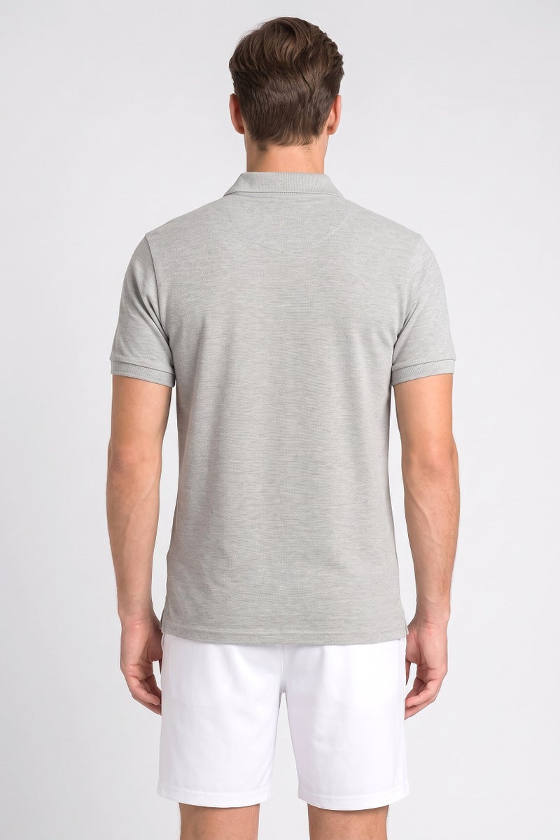 FILA Men Sportswear Fit Short Sleeve Outdoor Polo Shirt, Grey - Image 4