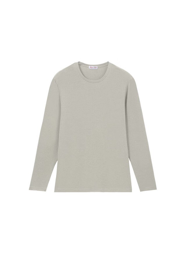 Maniform Tencel Wool Men's Thermal Underwear Antibacterial High Elastic Slim Fit Autumn Base Layer Crew Neck Sweat-wicking Versatile Top