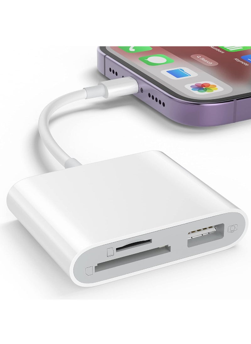 Rock Pow - Lighting to SD Card Reader for iPhone Memory Card Reader with USB Camera Adapter Plug and Play Trail Game Camera SD Card Viewer Supports SD and TF Card Micro SD Card Adapter for iPad No App Required - Image 1