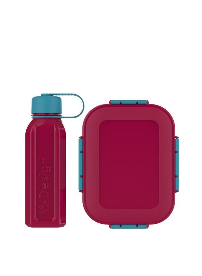 m-design Lunch Box Set + Water Bottle 800 milliliter -Orange/Fuchsia - Image 2
