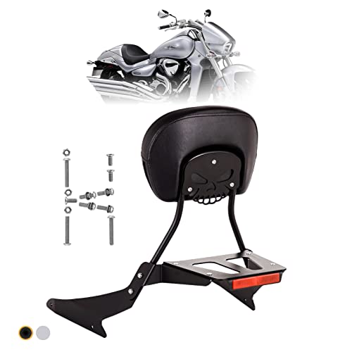 Kinglemc Powersports Sissy Bar with Backrest Luggage Rack for Suzuki Boulevard M109 R with Docking Hardware(Black,Non-Studded) - Image 1