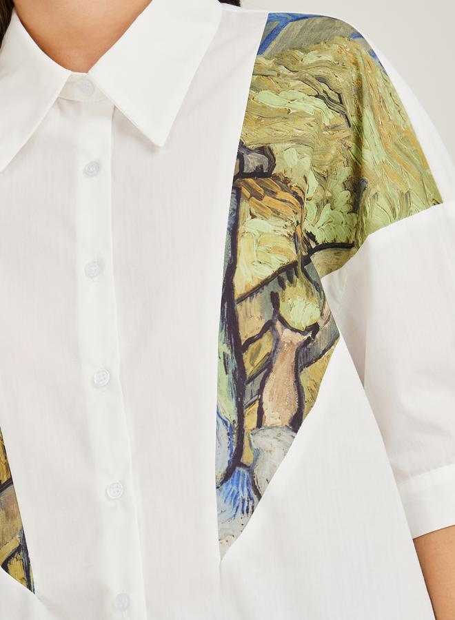 Take Two Patch Print Detail Shirt with Button Placket  - Image 3