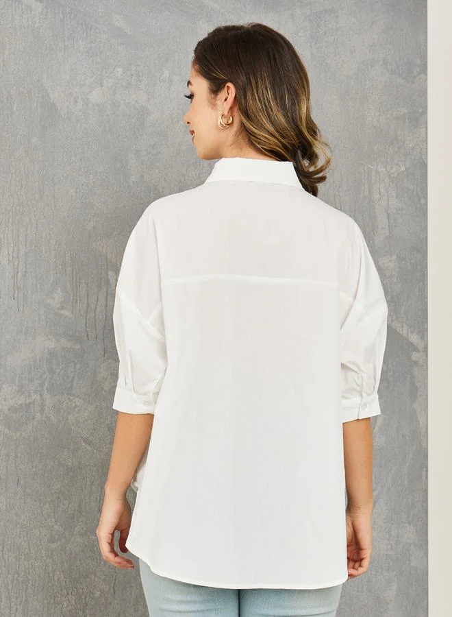 Take Two Patch Print Detail Shirt with Button Placket
