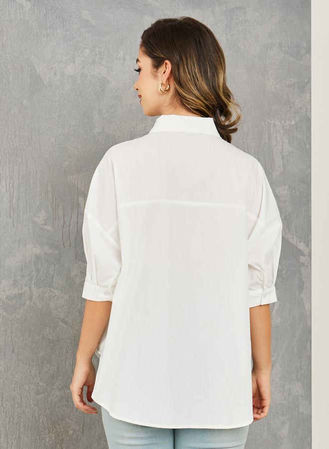Take Two Patch Print Detail Shirt With Button Placket - Image 4