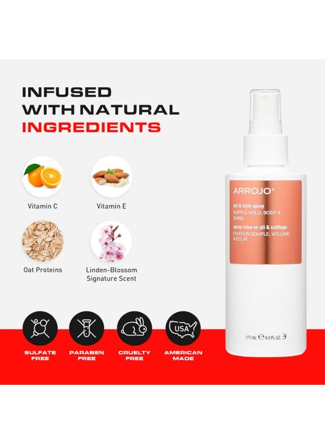 ARROJO Set & Style Hair Spray â€“ Blow Dry Spray To Create Body, Shine, Hold â€“ Hair Shine Spray For Blow-Drying -Hair Setting â€“ Anti Frizz Hair Products To Fight Humidity (6 Oz) - Image 3