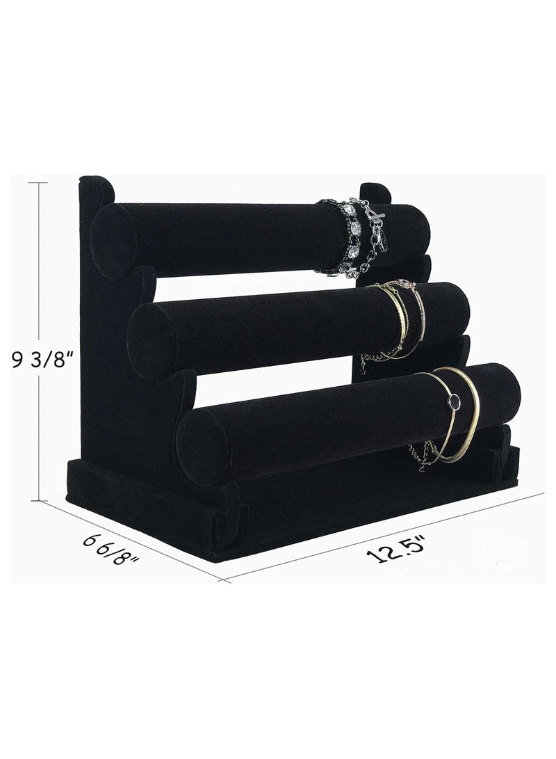 حامل أساور مخملي قابل للفصل بثلاث طبقات منظم لعرض أساور الساعات والمجوهرات - Image 3