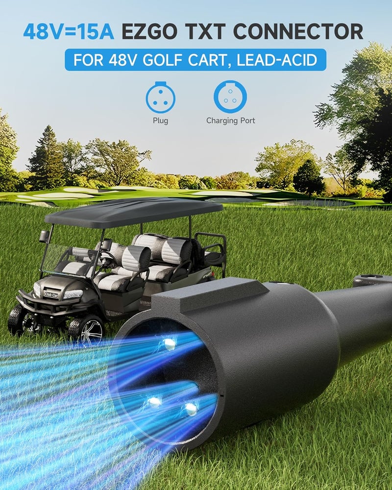 FirstPower Pro 48V 15A Golf Cart Charger with 3-Pin Round Plug - IP67 Waterproof - Image 2