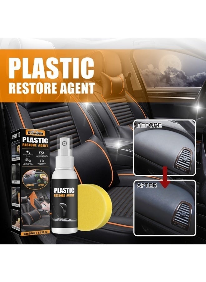رايهونغ مرمم بلاستيك، مطاط، فينيل وجلد للسيارات والمنزل – زجاجة 30 مل مع إسفنجة لتجديد الحواف والأسطح – تنظيف سريع وآمن وصديق للبيئة – يعيد لمعان ولمسة جديدة للوحة العدادات، المقاعد الجلدية، الزينة، الصدامات، الأثاث، السترات وكل الأسطح البلاستيكية والمطاطية والفينيلية والجلدية - Image 2