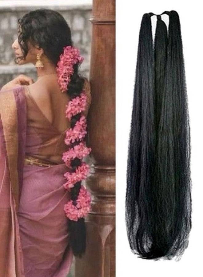 GIRISA CREATE THIS LOOK WITH OUR GIRISA HAIR Black Synthetic Long Hair Extension, Women & Girls- PARANDA LOOK, 24inchs Straight Style for Wedding Look - Image 1