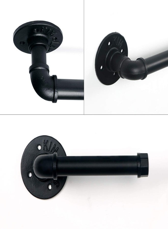 HouseAid Industrial Pipe Toilet Paper Holder, Heavy Duty Rustic Toilet Roll Holder, Vintage Style Steel Paper Holder for Bathroom, Matte Black - Image 3
