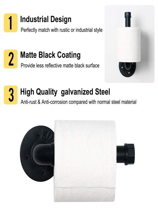 HouseAid Industrial Pipe Toilet Paper Holder, Heavy Duty Rustic Toilet Roll Holder, Vintage Style Steel Paper Holder for Bathroom, Matte Black - Image 4