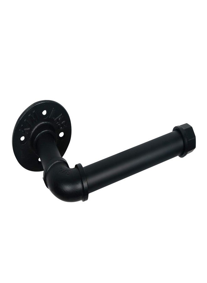 HouseAid Industrial Pipe Toilet Paper Holder, Heavy Duty Rustic Toilet Roll Holder, Vintage Style Steel Paper Holder for Bathroom, Matte Black - Image 1
