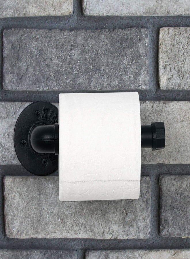 HouseAid Industrial Pipe Toilet Paper Holder, Heavy Duty Rustic Toilet Roll Holder, Vintage Style Steel Paper Holder for Bathroom, Matte Black - Image 2