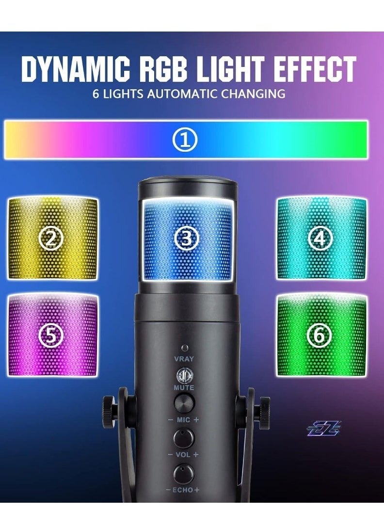 ELTRAZONE High-Quality Gaming Microphone – Condenser USB Mic with RGB Control, One-Touch Mute for PC, Laptop, PS4/PS5, Twitch & YouTube Streaming – Crystal Clear Audio, Adjustable Stand, Plug & Play  - Image 2