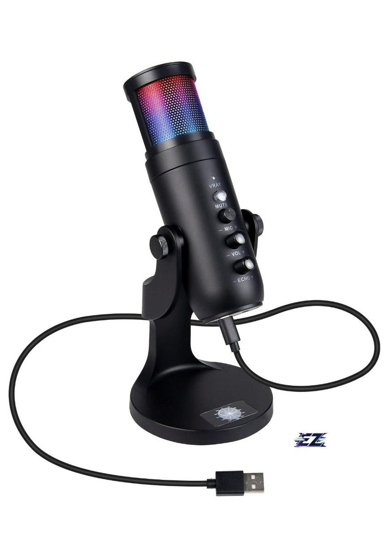 ELTRAZONE High-Quality Gaming Microphone – Condenser USB Mic with RGB Control, One-Touch Mute for PC, Laptop, PS4/PS5, Twitch & YouTube Streaming – Crystal Clear Audio, Adjustable Stand, Plug & Play  - Image 1