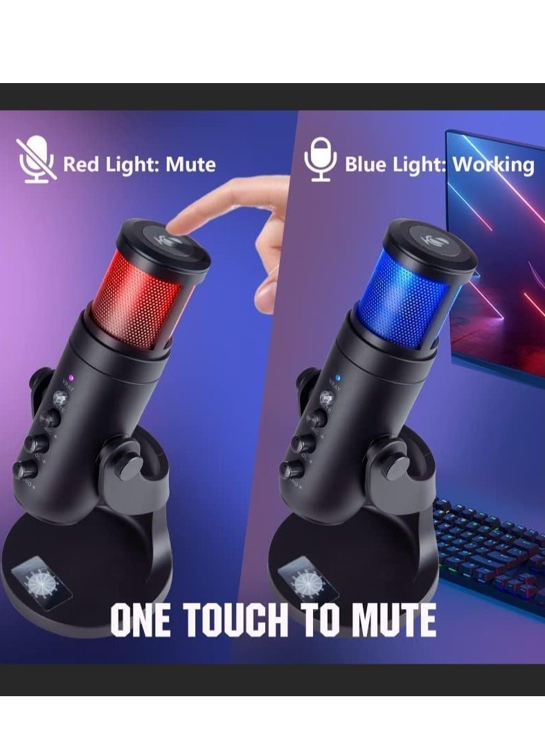 ELTRAZONE High-Quality Gaming Microphone – Condenser USB Mic with RGB Control, One-Touch Mute for PC, Laptop, PS4/PS5, Twitch & YouTube Streaming – Crystal Clear Audio, Adjustable Stand, Plug & Play  - Image 3