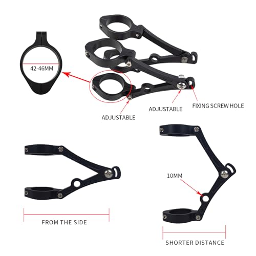 HARPUOU Aluminum Alloy Motorcycle Headlight Bracket 42-46mm Black Headlamp CNC Fork Tube Side Mount Bracket for Most Motorbikes - Image 2