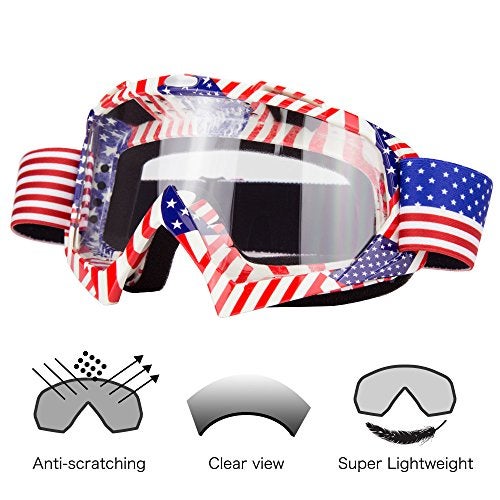 JAMIEWIN Motocross Motorcycle Goggles Clear Lens Dirt Bike Riding ATV Goggles Mx Goggle Glasses for Men Women Youth Kids (C63) - Image 3