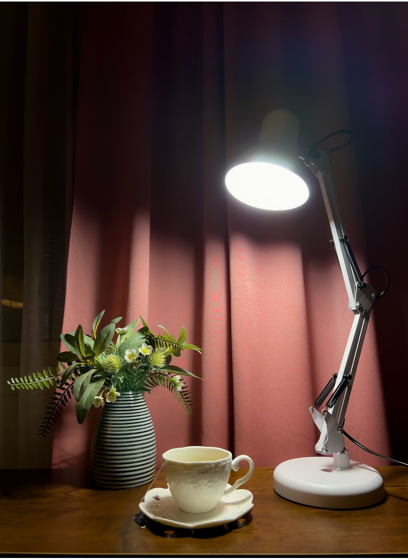 Tertial Metal Adjustable Swing Arm Desk Lamp with Interchangeable Base - White  - Image 1