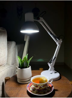 Tertial Metal Adjustable Swing Arm Desk Lamp with Interchangeable Base - White  - Image 2