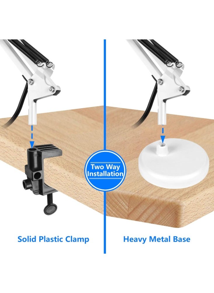 Tertial - Metal Adjustable Swing Arm Desk Lamp with Interchangeable Base - White - Image 1