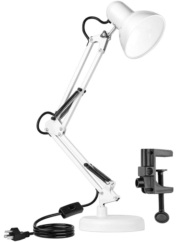 Tertial Metal Adjustable Swing Arm Desk Lamp with Interchangeable Base - White  - Image 5