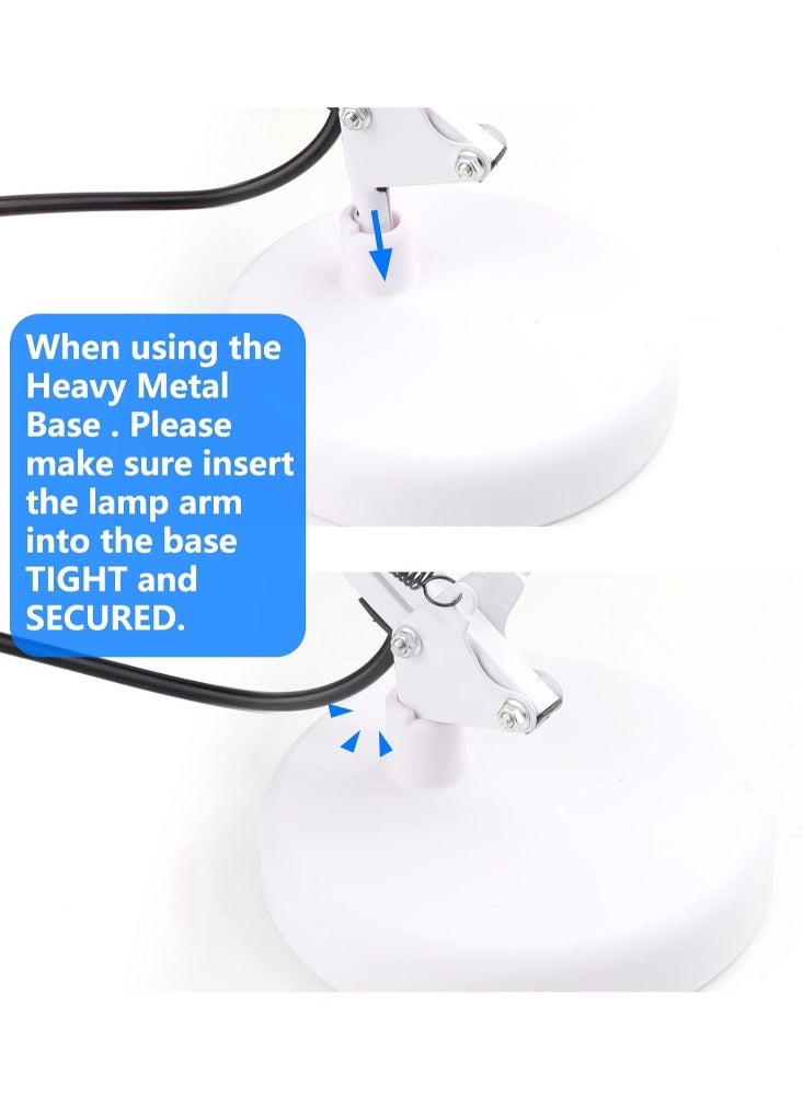 Tertial - Metal Adjustable Swing Arm Desk Lamp with Interchangeable Base - White - Image 1
