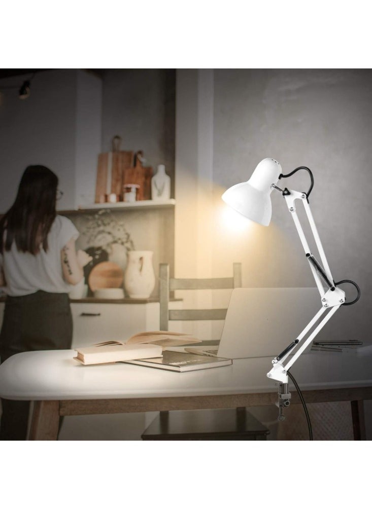 Tertial - Metal Adjustable Swing Arm Desk Lamp with Interchangeable Base - White - Image 1
