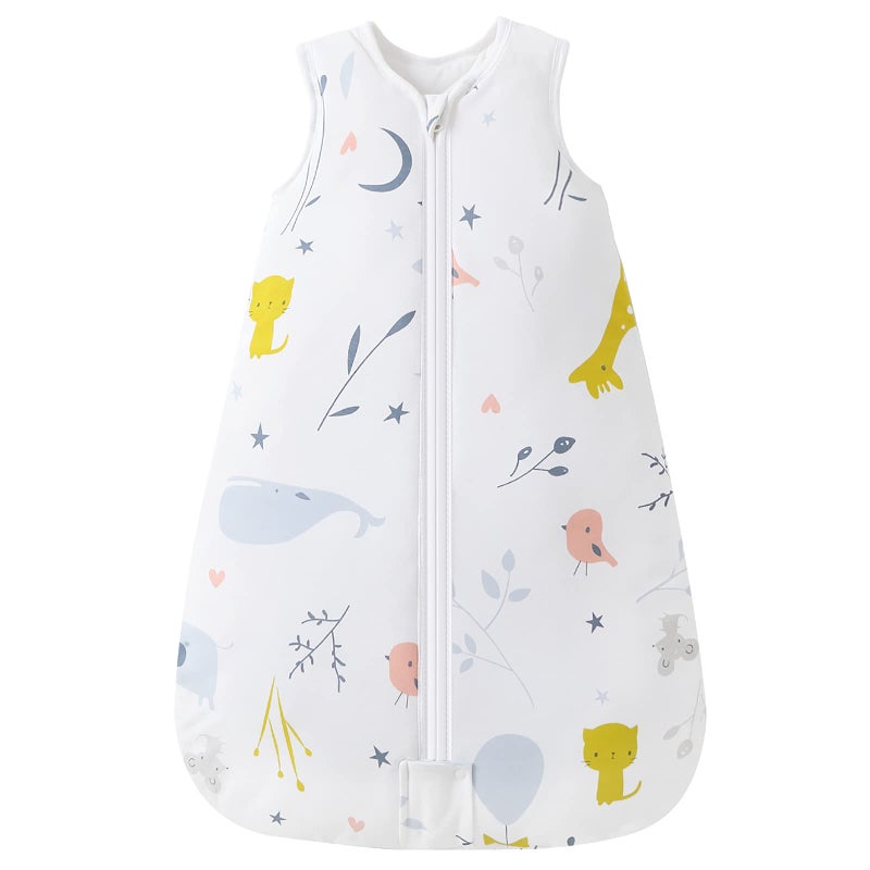 Mosebears Sleep Sack Baby Winter Wearable Blanket with 2Way Zipper25 TOG Cotton Sleep Sack Unisex White Animal 612 Months