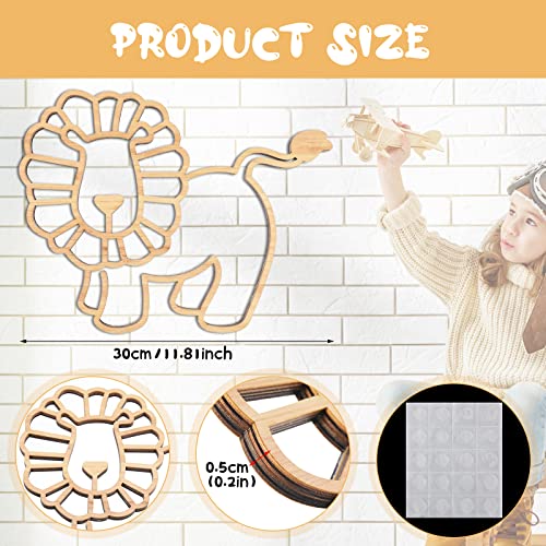 Yulejo 3 Pieces Nursery Wall Decor Jungle Theme Nursery Decoration Wooden Woodland Safari Animal Wall Decor with Glue Points for Bedroom - Image 2