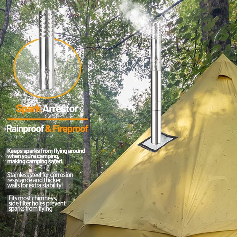 AVOFOREST Tent Stove AVOFOREST Wood Stove with Tall Feet,Portable Hot Tent Stove with 6 Stainless Chimney Pipes for Outdoor & Cooking, Ice Fishing, Hunting - Image 5