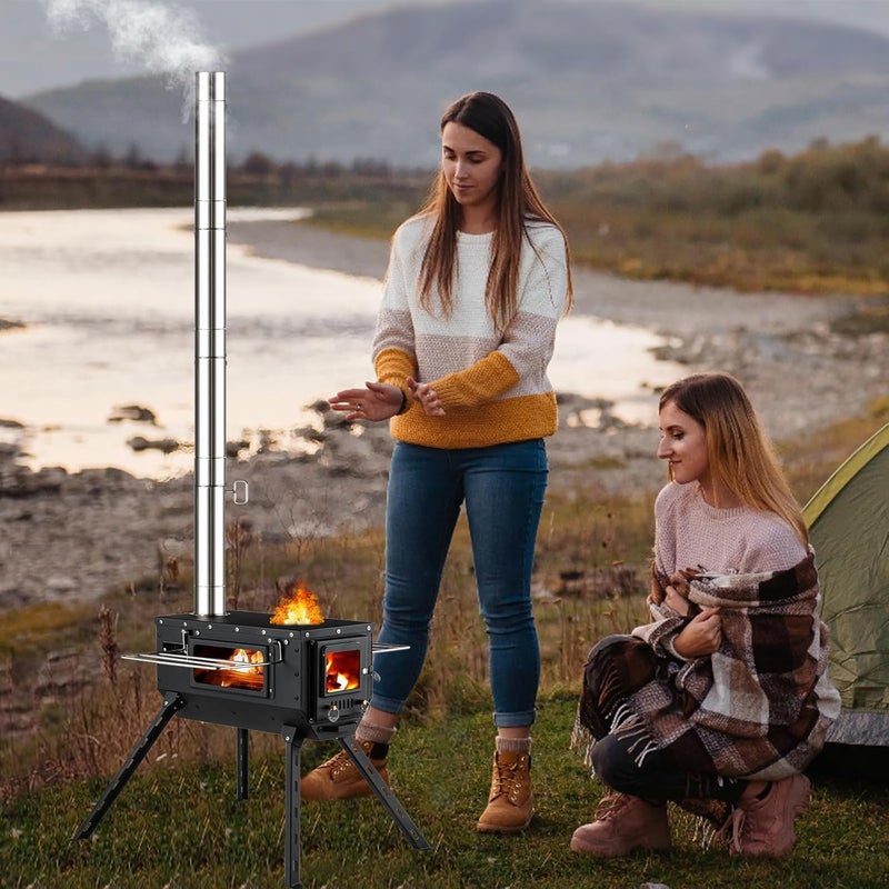 AVOFOREST Tent Stove AVOFOREST Wood Stove with Tall Feet,Portable Hot Tent Stove with 6 Stainless Chimney Pipes for Outdoor & Cooking, Ice Fishing, Hunting - Image 3