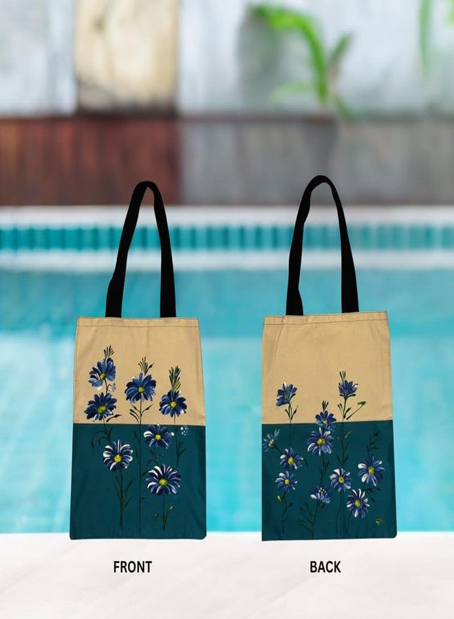SwapKreations Handpainted Floral Multicolour Tote Bag - 100% Cotton, Eco-Friendly, Reusable Bag for Women & Girls Multicolour 3 - Image 3