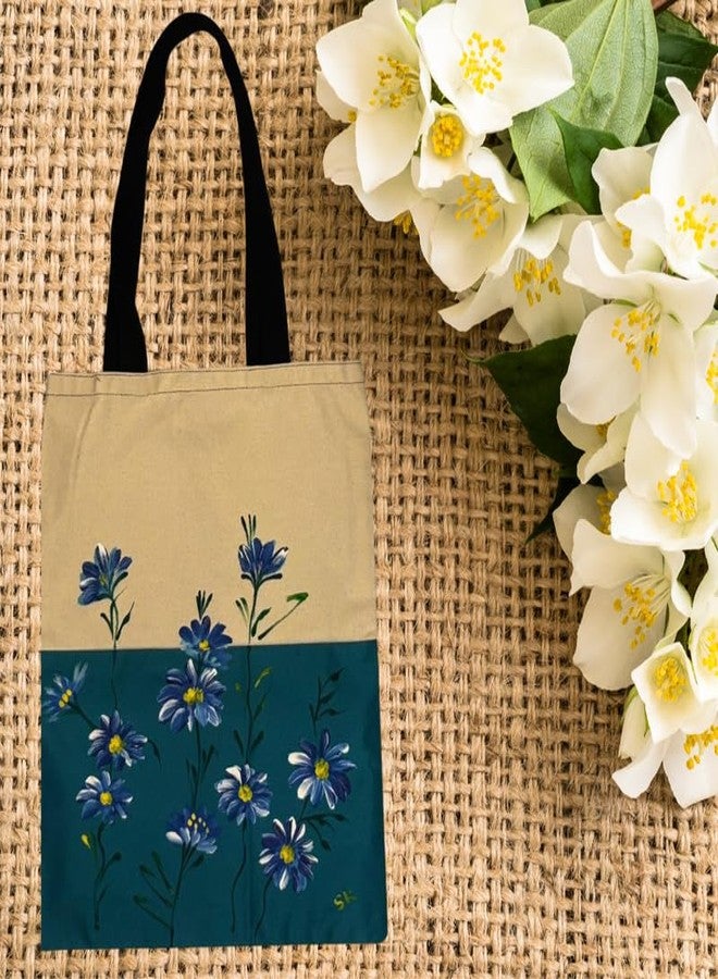 SwapKreations Handpainted Floral Multicolour Tote Bag - 100% Cotton, Eco-Friendly, Reusable Bag for Women & Girls Multicolour 3 - Image 2