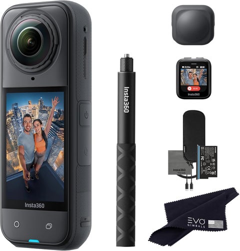 Insta360 X5 GPS Preview Remote Bundle8K Waterproof 360 Action Camera with 1128 48MP Sensors 8K 360 HDR Video 72MP 360 Photo Bundle Includes GPS Preview Remote Selfie Stick Lens Cap No Card