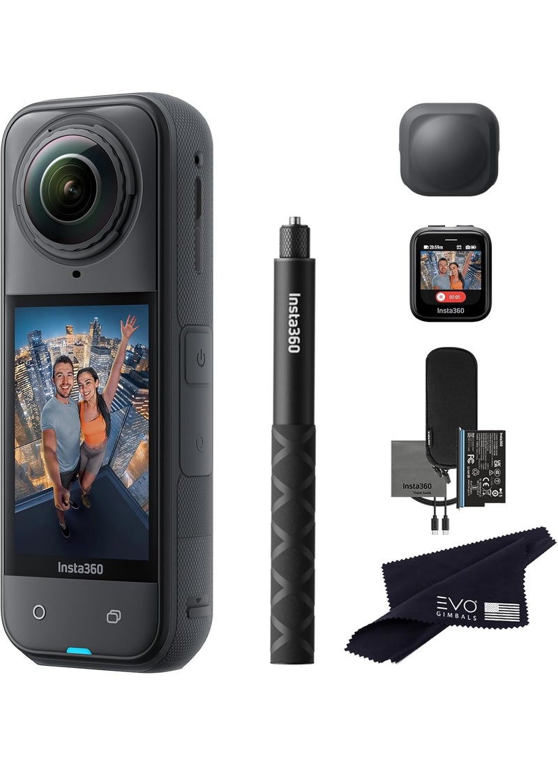 Insta360 Insta360 X5 GPS Preview Remote Bundle8K Waterproof 360 Action Camera with 1128 48MP Sensors 8K 360 HDR Video 72MP 360 Photo Bundle Includes GPS Preview Remote Selfie Stick Lens Cap No Card  - Image 1