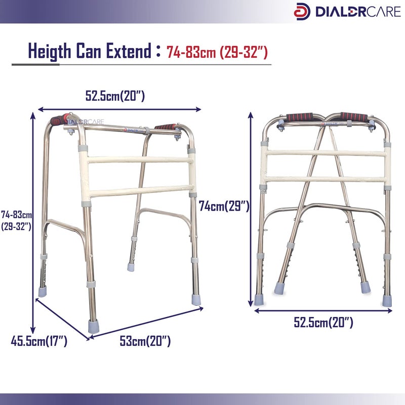DIALDRCARE مشاية قابلة للطي وخفيفة الوزن وقابلة للتعديل في الارتفاع لكبار السن (فضي) - Image 2