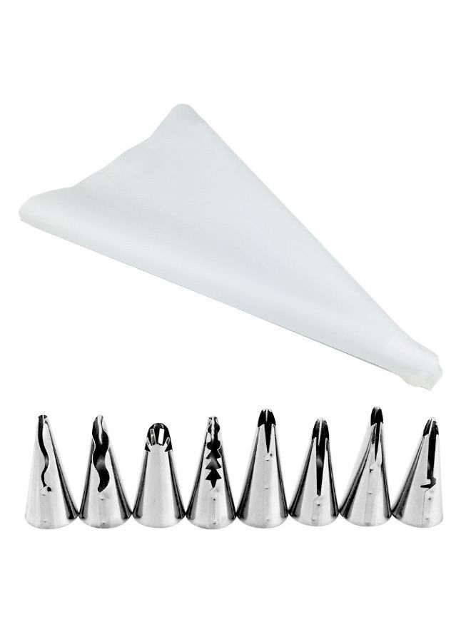 NIBEMINENT 10-Piece Nozzle With Icing Cone Set Grey/Silver 