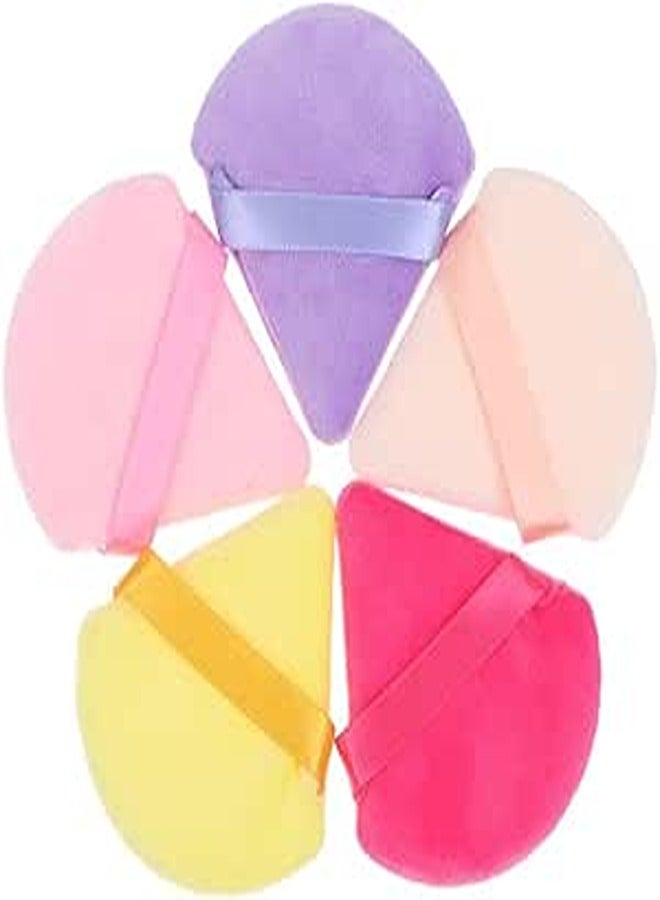 Generic 5 Pieces Powder Puff, Triangle Makeup Puff Soft Velour Powder Puffs for Loose Powder Body Powder Cosmetic Makeup Blender Foundation Sponges Beauty Makeup Tools, Blue and Green