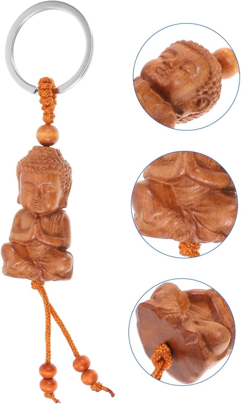 Weenwill Buddha Wooden Key Chain - 1 Piece Buddhist Gift for Men and Women - Image 3